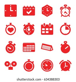 Deadline icons set. set of 16 deadline filled icons such as alarm, stopwatch, clock, wall clock