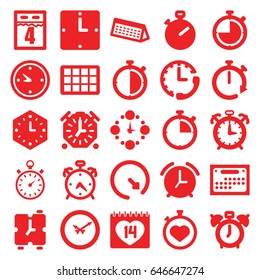 Deadline icons set. set of 25 deadline filled icons such as alarm, stopwatch, 14 date, clock, wall clock, calendar, 4th date calendar