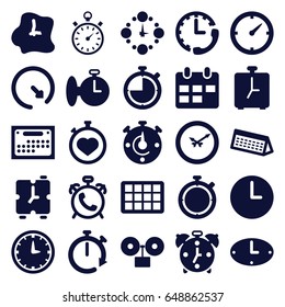 Deadline icons set. set of 25 deadline filled icons such as alarm, stopwatch, clock, wall clock