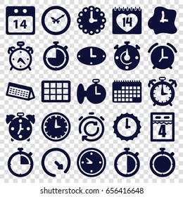 Deadline icons set. set of 25 deadline filled icons such as alarm, 14 date, clock, 14 date calendar, wall clock, sundial, calendar, 4th date calendar