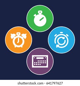 Deadline icons set. set of 4 deadline filled icons such as calendar, stopwatch