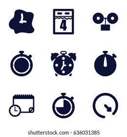 Deadline icons set. set of 9 deadline filled icons such as wall clock, 4th date calendar, calendar with clock, alarm