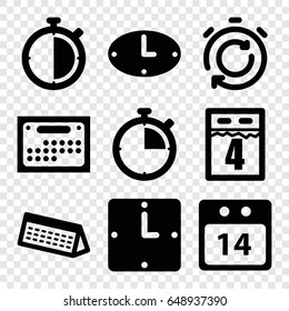 Deadline icons set. set of 9 deadline filled icons such as 14 date calendar, wall clock, calendar, 4th date calendar
