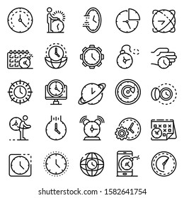 Deadline icons set. Outline set of deadline vector icons for web design isolated on white background