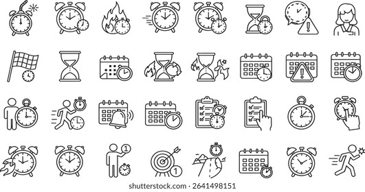 Deadline line Editable Icons set