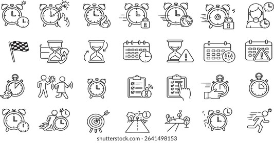Deadline line Editable Icons set