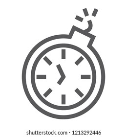 Deadline line icon, time and clock, stopwatch sign, vector graphics, a linear pattern on a white background, eps 10.