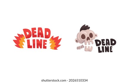 Deadline-Logo-Set, Time-Management-Badges, Cartoon-Vektorgrafik von Labels