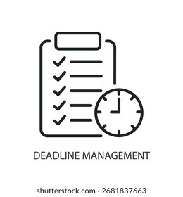 Ícones de vetor de linha fina de gerenciamento de prazos.