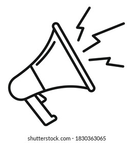 Deadline megaphone icon. Outline deadline megaphone vector icon for web design isolated on white background