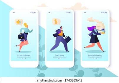 Deadline metaphor, path to success, determination, workaholics. Career, advertising, promotion, business, reach goal success, finance concept with office workers and business people hurrying to work. 