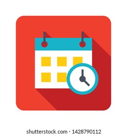 Deadline modern flat icon with long shadow