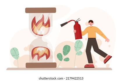 Deadline. Office character with a lot of work and busy lifestyle. Idea of many work and few time. Employee stressed out of business problems. Flat vector illustration