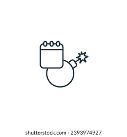 Icono de contorno de fecha límite. Signo monocromo simple de la colección de productividad. Icono de fecha límite para logotipo, plantillas, diseño web e infografías.