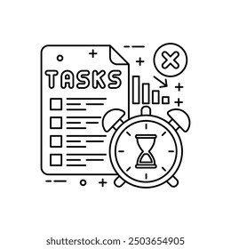 Deadline Outline Icon, Vector illustration