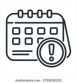 Ilustración vectorial de icono de esquema de fecha límite