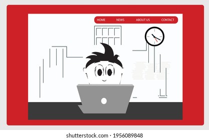 Deadline, overworking, sleep, stress, overload, business concept idea. Tired exhausted overloaded businessman, Man busy at workplace on laptop. Mental stress because of deadline.