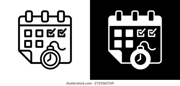 Deadline Pressure Icon whiteblack Vector Illustration