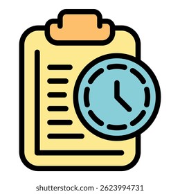Icono de proyecto de fecha límite. Esquema de la fecha límite del proyecto Vector icono de color plano aislado