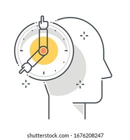 Deadline related color line vector icon, illustration. The icon is about clock, time, think, watch, avatar, face, avatar, face. The composition is infinitely scalable.