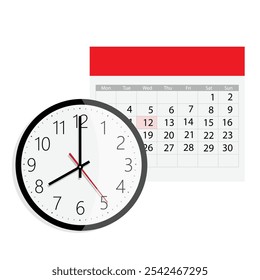 Deadline reminder. Calendar and watch vector icon. Last date, time appointment 