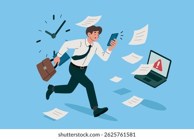 Deadline Rush and Work Stress Illustration