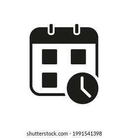 icono de programación de fechas límite. calendario con símbolo del reloj