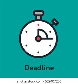 Deadline Stopwatch Minimal Color Flat Line Stroke Icon Pictogram Symbol Illustration