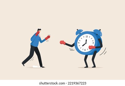 Deadline, stress and time pressure. deadline or time management. businessman is fighting against time clock.