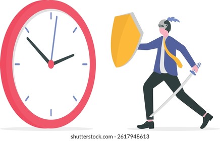 Deadline, stress and time pressure. deadline or time management. businessman is fighting against time clock.

