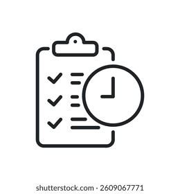 Deadline thin line icons. Perfect pixel on transparent background