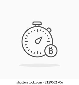 Deadline Time Bitcoin With Hourglass Line Icon. Editable Stroke And Pixel Perfect. Can Be Used For Digital Product, Presentation, Print Design And More.