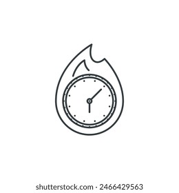 Fecha límite, hora, reloj, fuego, negocio, trabajo, icono de la oficina, Ilustración vectorial
