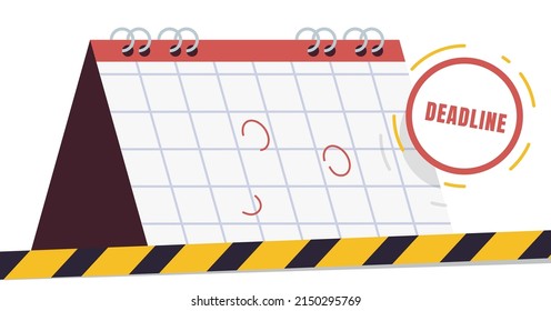 Deadline and time constraint calendar deadline concept flat vector illustration.