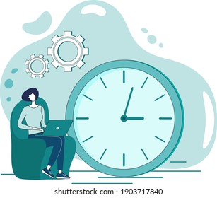 Deadline and time control.The process of organizing and controlling a business.Control over a productive workflow.Flat vector illustration.