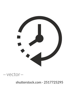 deadline time icon, clock, interval timer, fast hour, instant or short  period, flat vector illustration