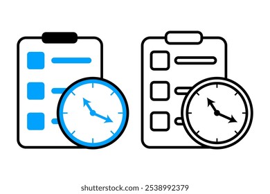 Dibujos animados del objeto del icono del tiempo de la fecha límite, Vector plano de la etiqueta engomada