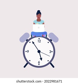 Plazo, concepto de gestión del tiempo. Ilustración de vector plana colorida