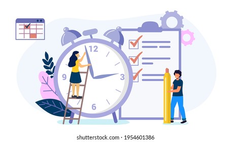 Deadline Time management on the road to success Metaphor of time management in team Concept of multitasking performance timeline Flat style design vector illustration