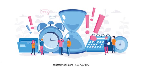 Deadline, time is money, save time. Vector illustration for web banner, infographics, mobile.