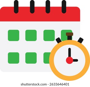Deadline Time Schedule Icon Vector Flat Illustration