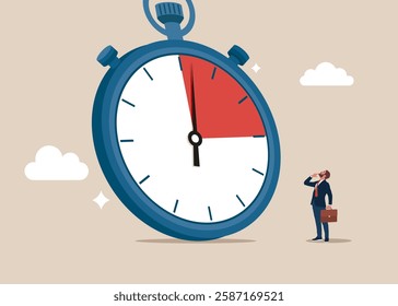 Deadline, timer and punctuality, deadline stopwatch, optimization and productivity. The sense of urgency, the reaction to priority tasks. Flat vector illustration