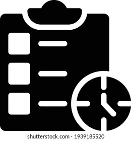 icono plano de glifo vectorial de fecha límite
