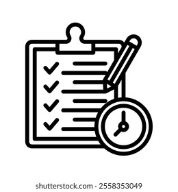 Deadline Vector Lineal Icon on white background.