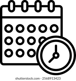 Deadline Vector Lineal Icon On White Background.