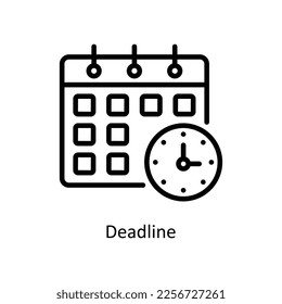 Deadline Vector Outline icon for your digital or print projects. stock illustration