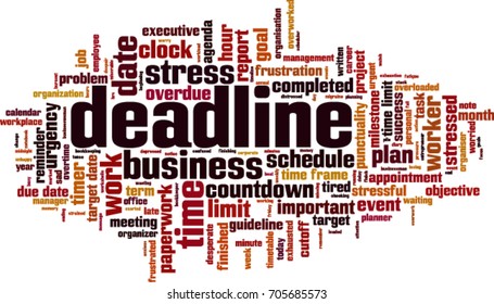 Deadline word cloud concept. Vector illustration