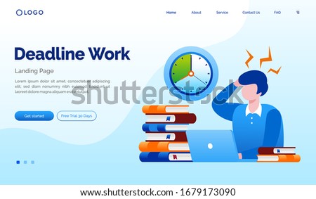 Deadline work landing page website illustration flat vector template 