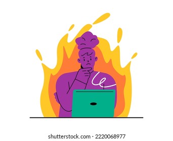 Plazo, trabajar en modo fuego. Se enfatizó la apresuración de la mujer, la agitación por la falta de plazo para trabajar, los plazos. Ilustración vectorial colorida
