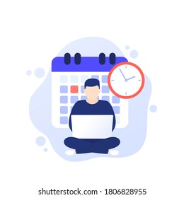 plazo de trabajo, productividad y gestión del tiempo, vector
